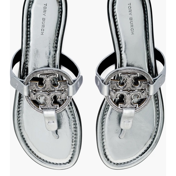 Tory Burch Miller Pave Metallic Leather Sandals - Picture 10 of 11